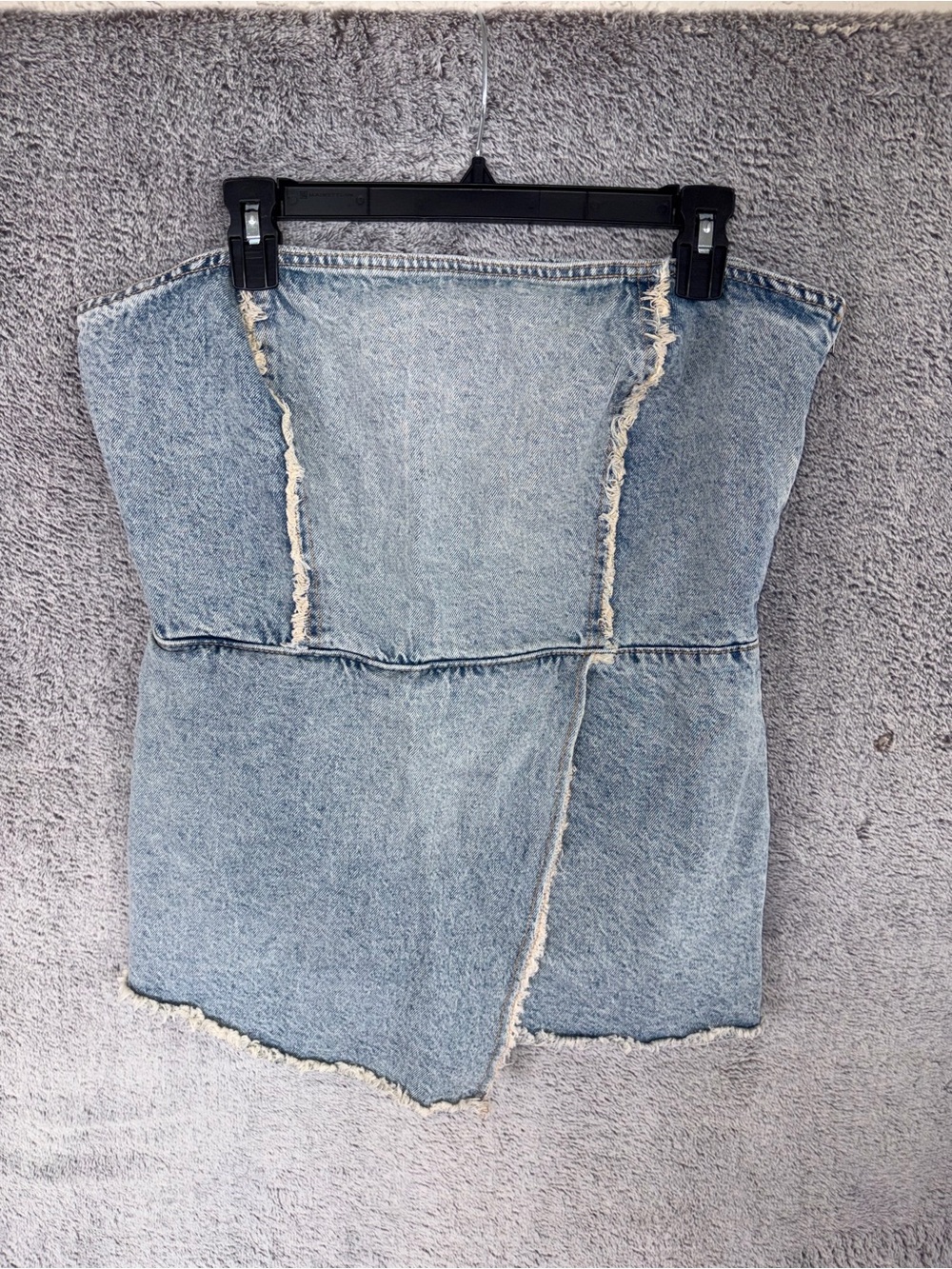 Rita Ora Primark raw hem denim bandeau tube top in light blue size 10